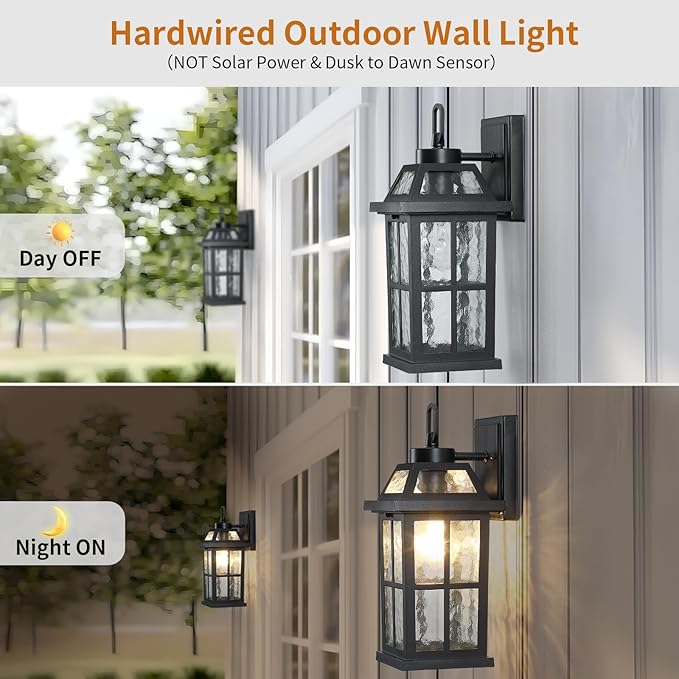 14 '' Outdoor Lights for House 2 Packs Black Exterior Light Fixtures Porch Light Wall Mount Waterproof Sconce Lights Outside Modern Outdoor Lighting Wall Lanterns for House Garage Patio Front Door