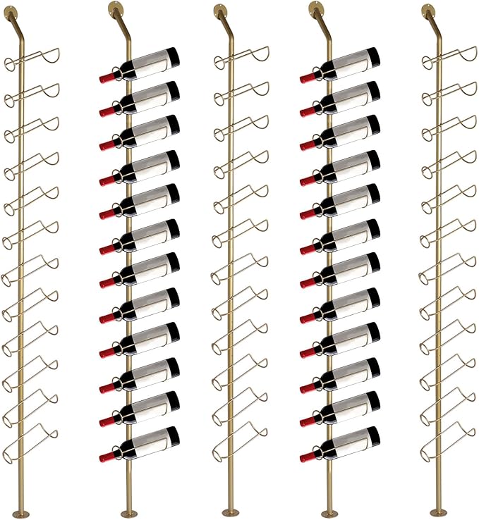 5 Pack 12 Bottle Wall Rack DIY Detachable Bottle Holder for Kitchen Pantry Dining Room Bar Commercial Restaurants