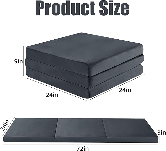 HOMBYS Tri Folding Memory Foam Camping Mattress for Outdoor Sleeping Portable Waterproof Camping Pad Mat for Travel Truck Bed Tent