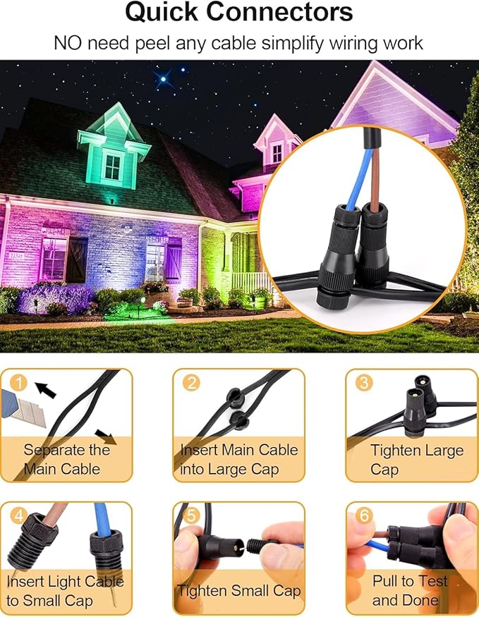 ZUCKEO 12W Color Changing Landscape Lights RGB Low Voltage Landscape Lighting Remote Control Waterproof LED Outdoor Spotlight for Garden Pathway House Christmas Decor 10 Pack with Connector