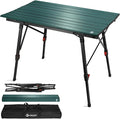 VILLEY Portable Camping Table with Adjustable Legs Lightweight Aluminum Folding Beach Table with Carrying Bag for Outdoor Cooking Picnic Beach Backyards BBQ and Party