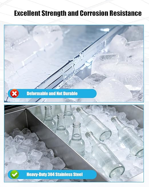Stainless Steel Commercial Ice Bin Partition 12H x 14.5L x 5D Fridge Organizer Insert for Freezer Drawers Ice Bins &amp Coolers Heavy-Duty 304 Steel Easy Clean