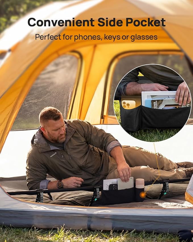 Sportneer Mesh Folding Camping Cot 31.5 Extra Wide Breathable Cot Bed with Enhanced Airflow Compact &amp Lightweight for Outdoor Camping Backpacking Hiking