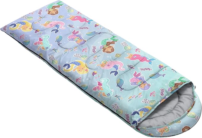 Kids Sleeping Bag for Boys GirlsBlue Ripples Print-Lightweight Warm Portable Outdoor Indoor-Waterproof Cold Weather Resistant Sleeping Bag for Camping Hiking