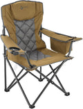 ARROWHEAD OUTDOOR Deluxe Folding Camp Chair – 550lb Capacity Heavy-Duty Quad Chair with Integrated Cooler Headrest and Dual Cup Holders.