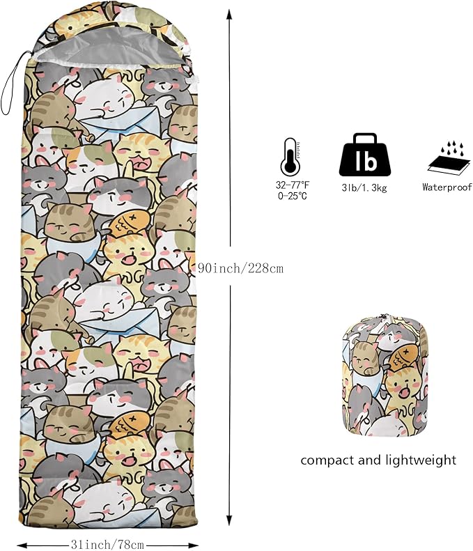QOOMO Camping Sleeping Bags3 Season Warm &amp Cool WeatherLightweightWaterproof Sleeping Bags for Adults &amp KidsTravelingand OutdoorsCamping Gear Equipment