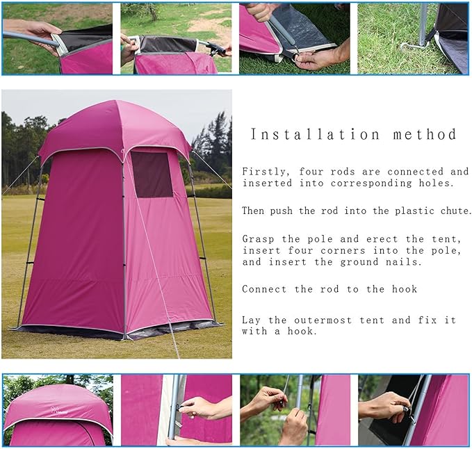 Vidalido Outdoor Camping Shower Tent Easy Setup Privacy Tent Changing Room Portable Camp Shower Tents for Camping with Floor Waterproof Privacy Shelters Camping Toilet Tent