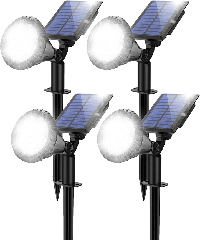 Solar Spot Lights for Outside 21 LED Outdoor Solar Lights for Yard 4 Pack Solar Spotlights Waterproof Auto On/Off for Landscape Wall Garden Pool Tree Pathway and Driveway(White)