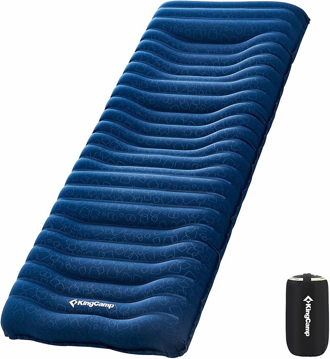 KingCamp Sleeping Pad for Camping Ultralight Connectable Inflatable Sleeping Pad Camping Mattress with 6.3 Built-in Pillow &amp Foot Pump for Backpacking Hiking Tent Cot