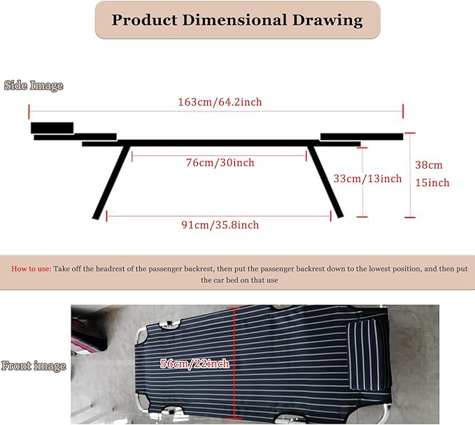 Portable Folding Camping Cot Car Trave Bed Non-Inflatable Portable Universal Sleeping Solution Camp Essentials Bed Office Outdoor Camping Bed Road Trip Camping Bed