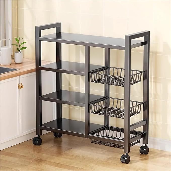 4-Tier Black Metal Removable Storage Rack Multi-Functional Organizer For Fruits &amp Vegetables In Kitchen Cabinets