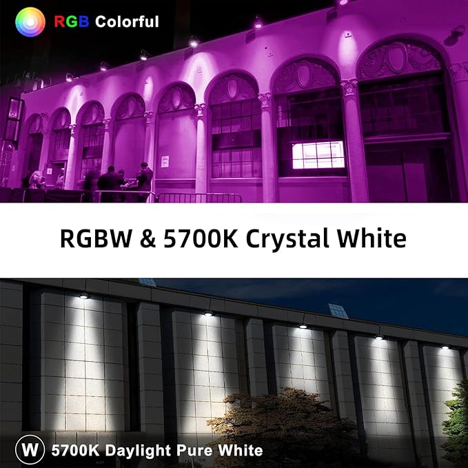 Linkable LED Wall Washer Light with RF Remote 144W RGBW Color Changing Outdoor Landscape Spotlights Waterproof Round Stage Lights for Club Bar Wedding Show Party Event Disco
