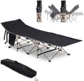 Folding Camping Cot for Adults with Carry Bag Side Pocket Outdoor Portable Sleeping Bed for Travel Camp Vacation 330 lbs. Capacity Black