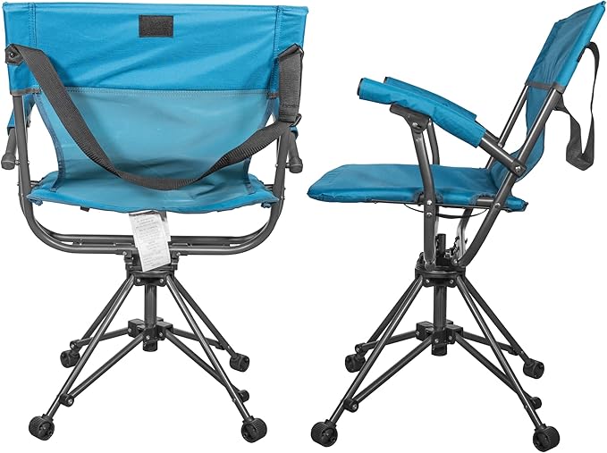 Zenithen Outdoor 360 Degree Portable Lawn Swivel Camping Chair w/Arms Perfect for Camping Sporting Events Outdoor Games Cookouts Get-Togethers and Patio Furniture Teal (Pack of 1)