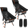 NOVSIGHT Camping Chairs - High Back Camping Chair with Adjustable Headrest and Feet Lightweight Aluminum Frame Breathable Mesh Folding Portable Camp Chair for Outdoor Hiking Beach Picnic