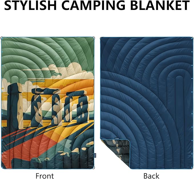 Camping BlanketPuffy Printed Camp Blankets Lightweight Packable for Outdoor CampingTraveling Stadium Hiking Picnics
