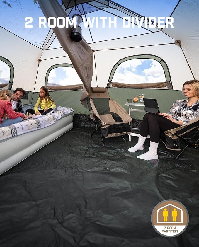 FanttikOutdoor Camping Tent 4/6/8/10 Person Instant Cabin Tent Setup in 60 Seconds with Rainfly &amp Windproof Portable with Carry Bag for Family Camping &amp Hiking Upgraded Ventilation