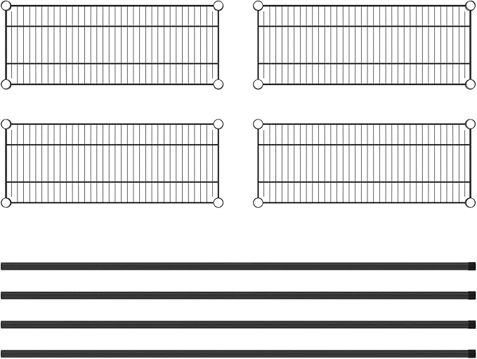 Commercial NSF Listed Black Epoxy Stationary Wire Shelving Kit 12 x 30 x 64 with 4 Shelves Perfect for Warehouse Walk-in Refrigerator Freezer Grocery Store Restaurant Dishroom