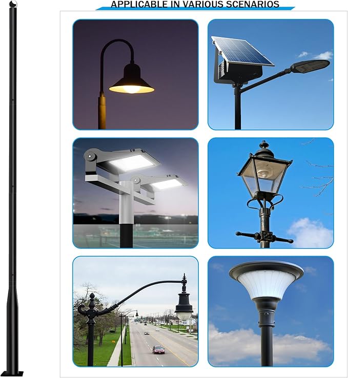 Street Light Pole 13FtStreet Light Poles for Outdoor Lighting Solar Street Light Pole Accessory for Street Patio Backyard Basketball Court Park
