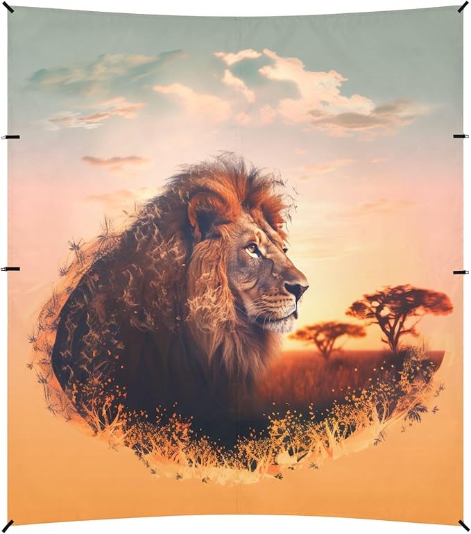 Camping Sun Shelters Lion Staring Far Beach Canopy 126 * 110.2in