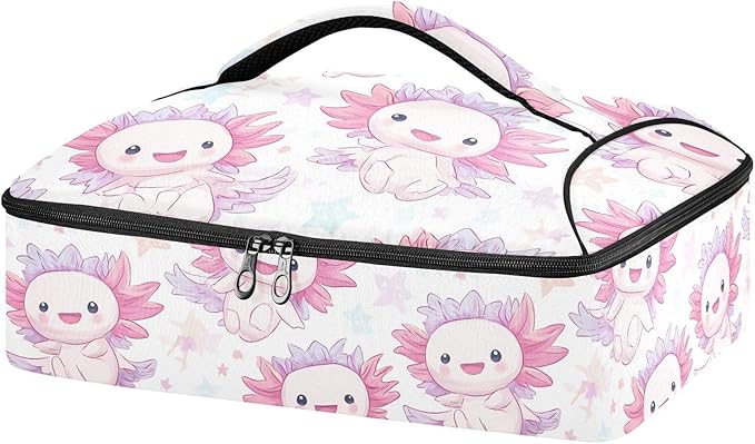 Casserole Carrier Adorable AxolotlInsulated Casserole Carrier for Hot or Cold Food Thermal Lunch Tote for Potluck Parties Picnic Beach Fits 9 x 13 Inches Baking Dish