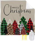 Beach Blanket Waterproof Sandproof Christmas Tree Red Black Buffalo Plaid Quick Drying Beach Mat with 4 Stakes Watercolor Leopard Xmas Trees Lightweight Picnic Blanket for Travel Camping 108x84