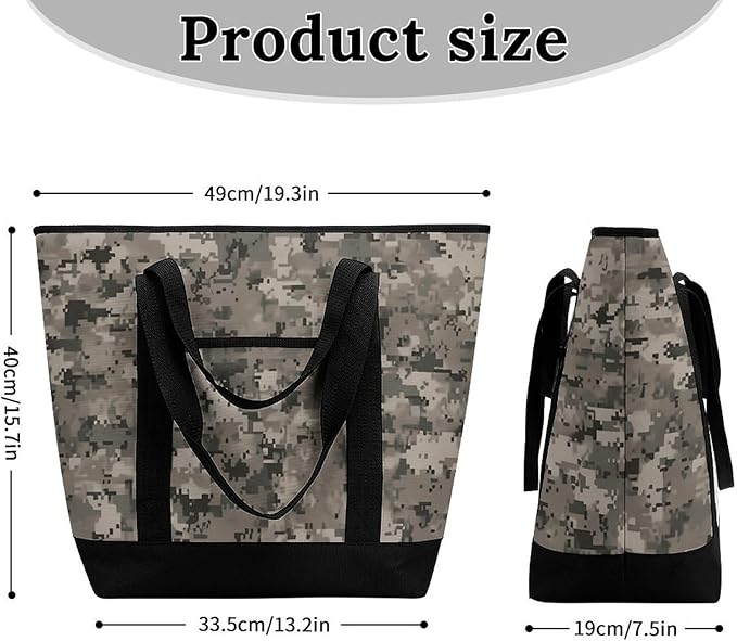 Insulated Shopping BagLarge Reusable Cooler Bags Army Digital Camouflage Printed Foldable Shopping BagTravel Waterproof Shoulder Bag