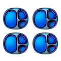 Ahimsa Stainless Steel Plates For Kids Pediatrician Designed Divided Plates for Toddlers &amp Baby Non Toxic Unbreakable &amp Dishwasher Safe Iridescent Blue Set of 4