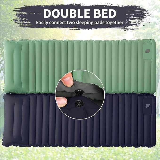 4 Inch Extra Thick Self-Inflating Camping Sleeping Pad – Spliceable for Hiking Fishing &amp Outdoor Use(Auburn)