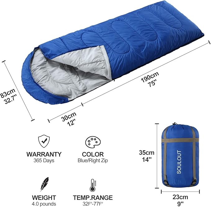 3-4 Season Sleeping Bag for Adults &amp Kids Lightweight Warm Cold Weather Camping Bag with Waterproof Compression Sack – Portable for Hiking Backpacking Traveling &amp Outdoor Adventures