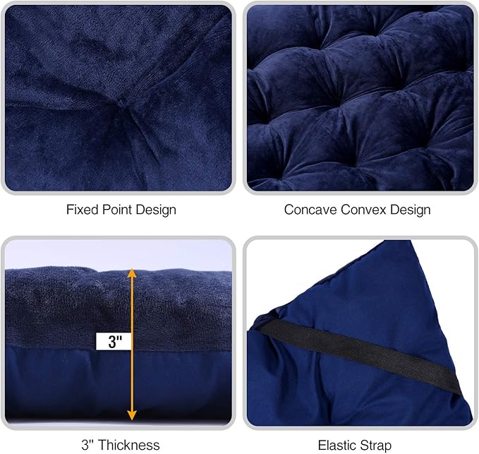 REDCAMP Folding Cot Pads for Sleeping Extra Thick Soft Comfortable Velvet &amp Corduroy Cotton Camping Cot Mattress Pad for Backpacking Hiking Black Blue Brown Grey 75x30 inches