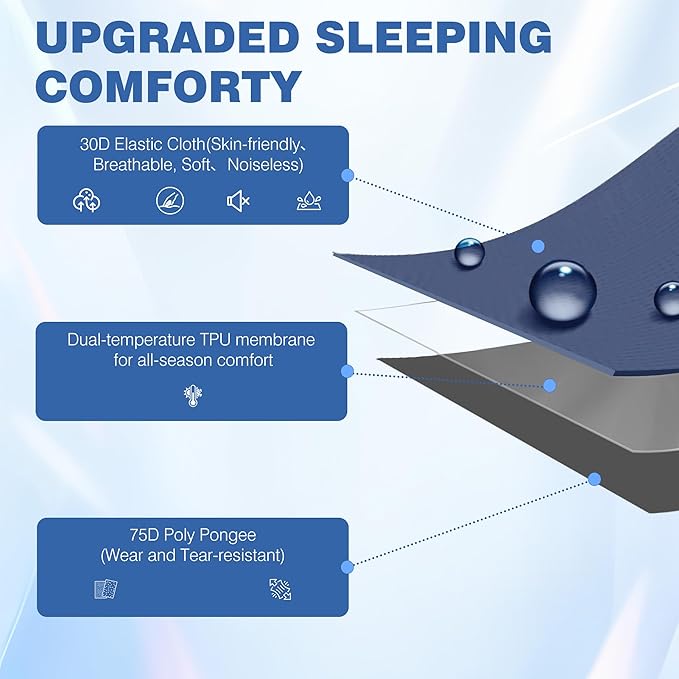 OUTSKIRT Ultralight Self Inflating Sleeping Pad 4 Thick Camping Mattress with Pump Pack 9.5 R-Value Insulated Sleeping Mat Portable Camping Bed for Tent Car Truck or Van 4 Season Camp Mattress