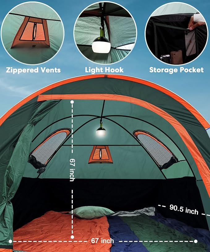 LIBERRWAY Truck Bed Tent for 2 Person 5.5-5.8 FT Pickup Truck Tent with Waterproof Rainfly Oxford for Camping Travel Outdoor Chevy Silverado 1500 Dodge Ram 1500 Ford F-150 GMC