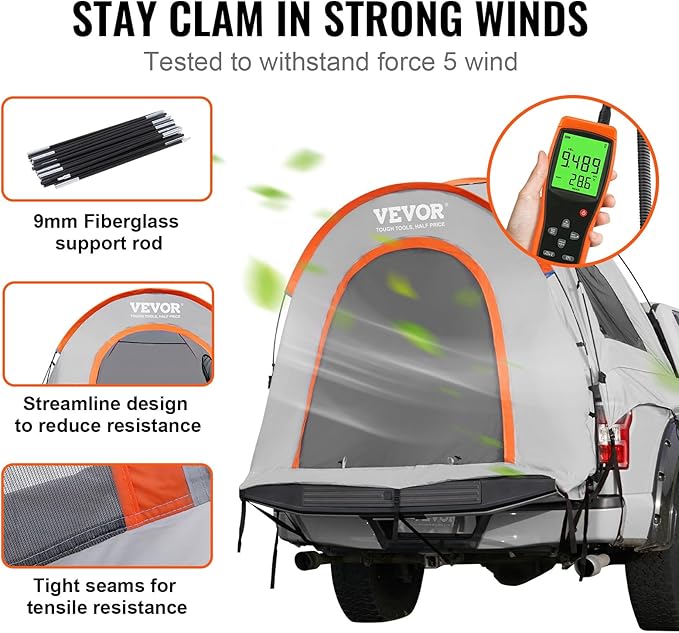 VEVOR SUV and Pickup Truck Camping Tents Waterproof Double Layer Design with Carry Bag Accommodates 2-9 Persons for Outdoor Activities