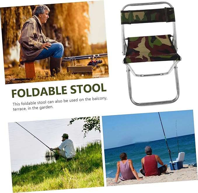 Portable Folding Chair Backrest Large Size Heavy-Duty Metal for Outdoor Fishing Camping and Hiking Lightweight and Easy to Carry Random Color