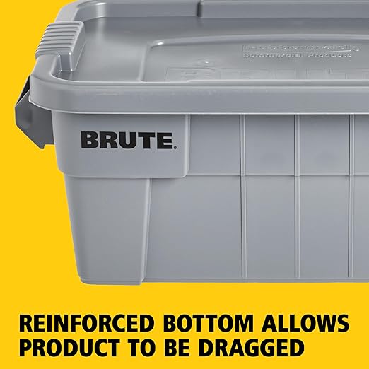 Rubbermaid Commercial Products BRUTE Tote Storage Container with Lid 14-Gallon-included Rugged/Reusable Boxes for Moving/Storing in Garage/Basement/Attic/Jobsite/Truck/Camping Gray