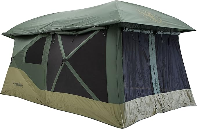 Gazelle Tents™ T4 Plus Hub Tent Overland Edition Easy 90 Second Set-Up Waterproof UV Resistant Footprint All-Terrain Stakes 4-8 Person Alpine Green/Oak Moss 78 x 94 x 165 GT451GR