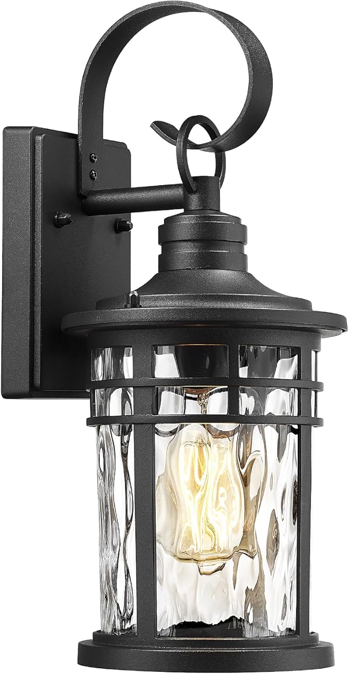 Darkaway Outdoor Wall LightsExterior Lighting Fixtures Wall Mount Porch Lights Waterproof Outdoor Sconce with Water Ripple Glass for House Patio Hallway Garage