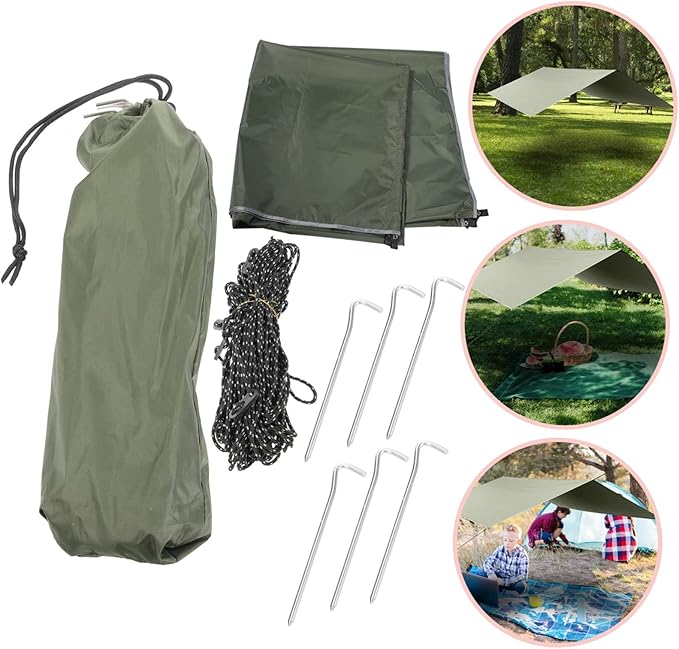 Toyvian 1Set Sunshade Camping Tarp UV Protection Canopy for Outdoor Activities Green Tent for People for Picnics and Camping