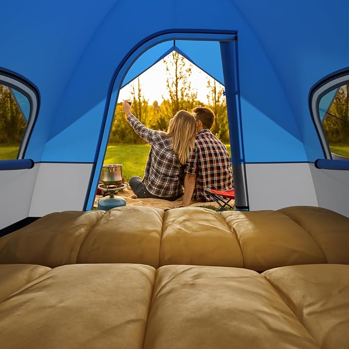 Tangkula 3 Person Camping Tent Portable Backpacking Tent with Removable Rainfly Floor Mat 3 Mesh Walls &amp Zippered Doors Carrying Bag Family Dome Tent for Camping Hiking Traveling