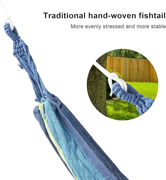 Tyenaza Camping Hammock Portable Outdoor Travel Lightweight Hammock with Hardwood Spreader Bar for Travel and Outdoor Activities