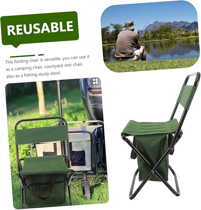 Happyyami Folding Chairs for Outside Multi-use Compact Camping Chair Table Portable Folding Stool Outdoor