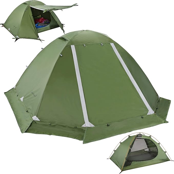 Clostnature Lightweight Backpacking Tent - 1/2 Person 4 Season Ultralight Waterproof Camping Tent Large Size Easy Setup Tent for Winter Cold Weather Family Outdoor Hiking and Mountaineering