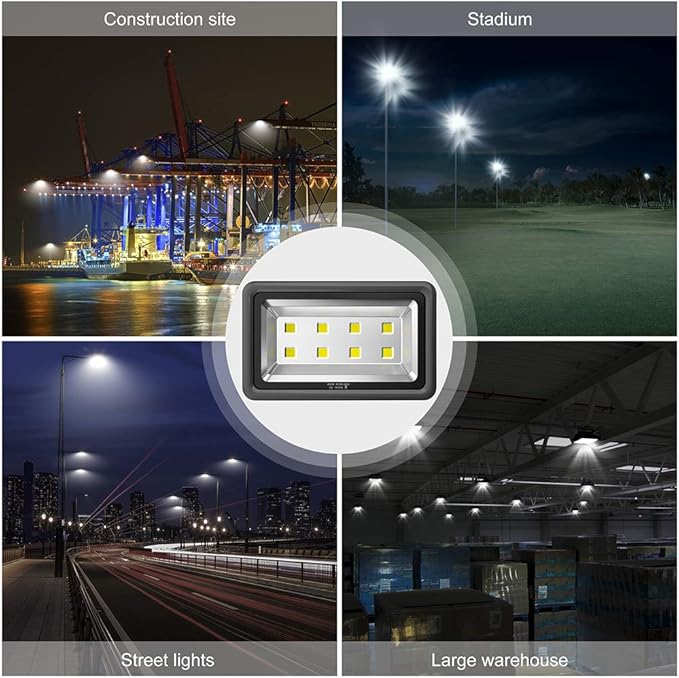 400W Outdoor LED Flood Light 40000LM Super Bright 110-285V IP66 Waterproof 6000K Daylight White Security LightsLighting for Playground Yard Stadium Lawn Ball Park