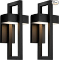 Krychiler 16.5 Inch Contemporary Outdoor Wall Lights with 3000K Integrated LED 2 Packs Matte Black Metal Modern Exterior Lighting Fixtures Outside Wall Mount for House Porch Patio Garage Front Door