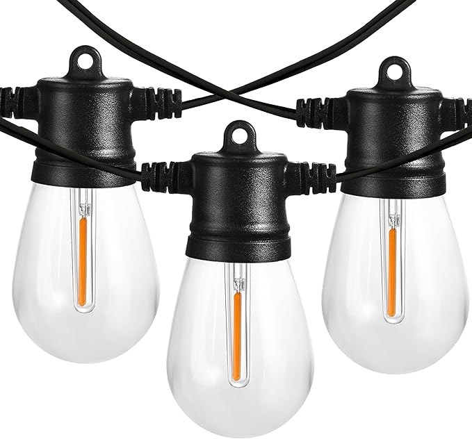 Banord 102FT Outdoor String Lights Waterproof Patio Lights with 35 Shatterproof LED Bulb Hanging Light String Black String Light Vintage Party Lights for Garden Backyard Porch Cafe Deck Wedding