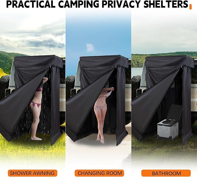 Shower Awning Tent for roof Rack Portable Privacy Sun Shelter for Overland Vehicle Car Camping Bathroom Changing Room for Outdoor Rain
