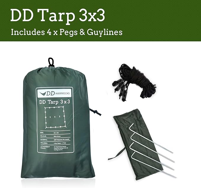 DD Hammocks - DD Tarp 3x3 - Olive Green: 10ft x 10ft