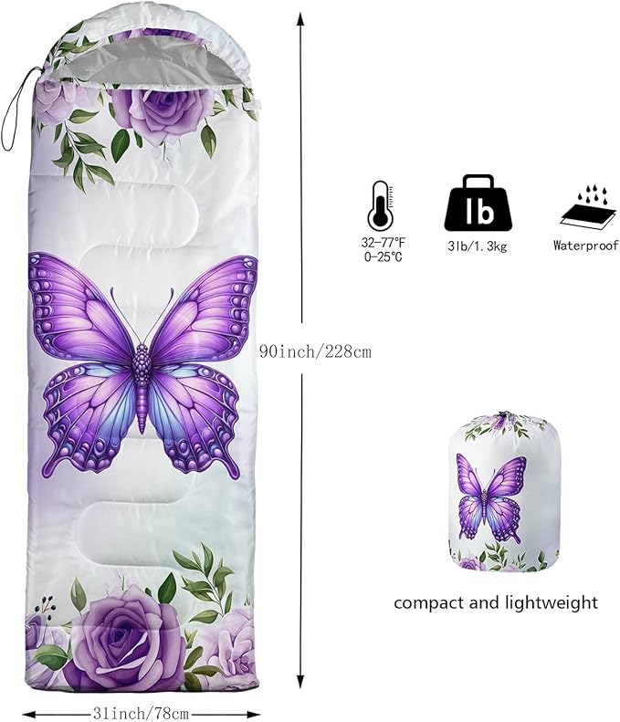 HOSIMA Dear Hunting Pattern Cold Weather Sleeping Bags for Kids AdultsBlack Light Weight Waterproof Sleeping Bags for Outdoors Hiking.