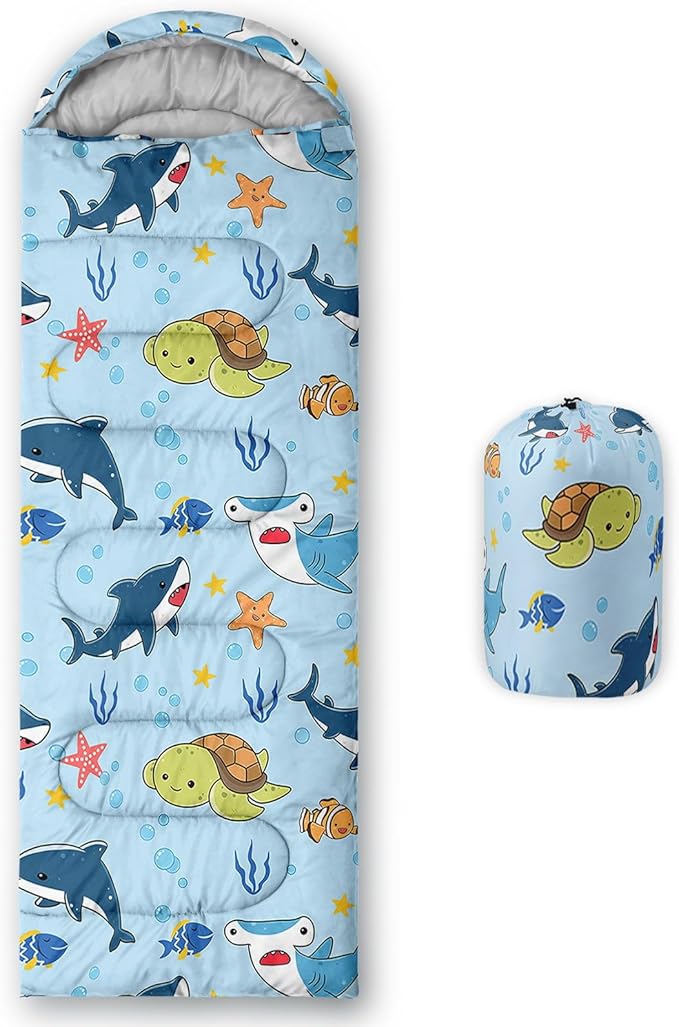 Kids Sleeping Bag for Boys GirlsBasketball Print-Lightweight Warm Portable Outdoor Indoor-Waterproof Cold Weather Resistant Sleeping Bag for Camping Hiking